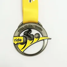 Заказная велосипедная медаль с гравировкой велосипеда и мягкой эмалью с логотипом на заказ с медалью-300 шт