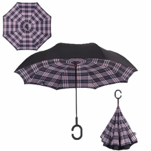 Перевернутый складной зонт с защитой от ультрафиолета, ветрозащитный непромокаемый черный плед, двойной слой, ткань Unbrella для женщин, зонты