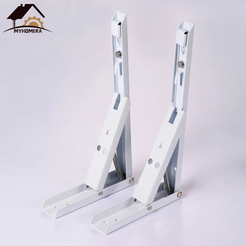 

Myhomera 2Ps/Set Triangle Bracket 12/14Inch Foldable Shelf Brackets 90 Adjustable Metal Wall Mounted Heavy Loading Bearing Table