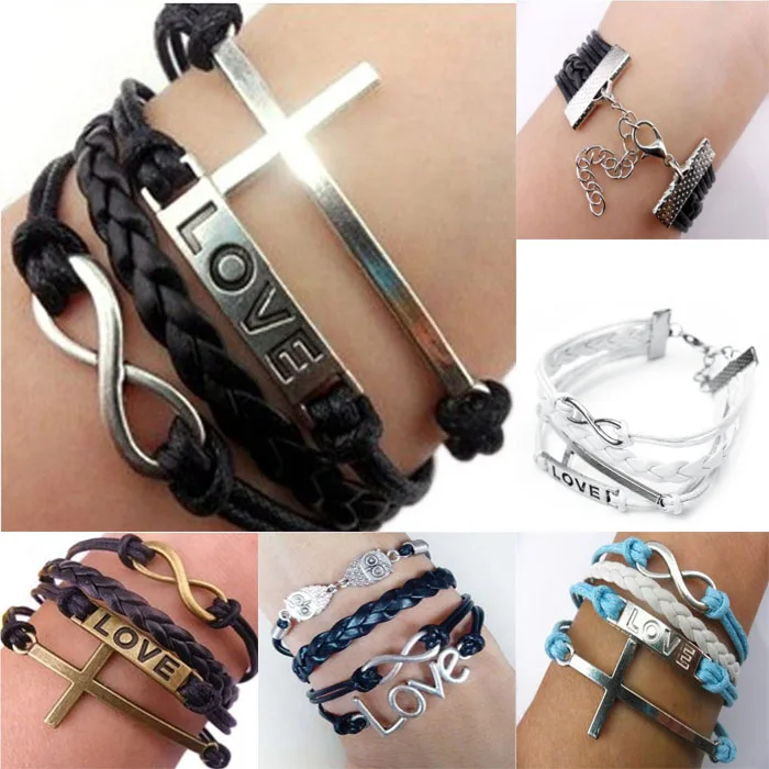 Женский многоуровневый плетеный браслет крест любовь сова|bracelet gift box|gift box