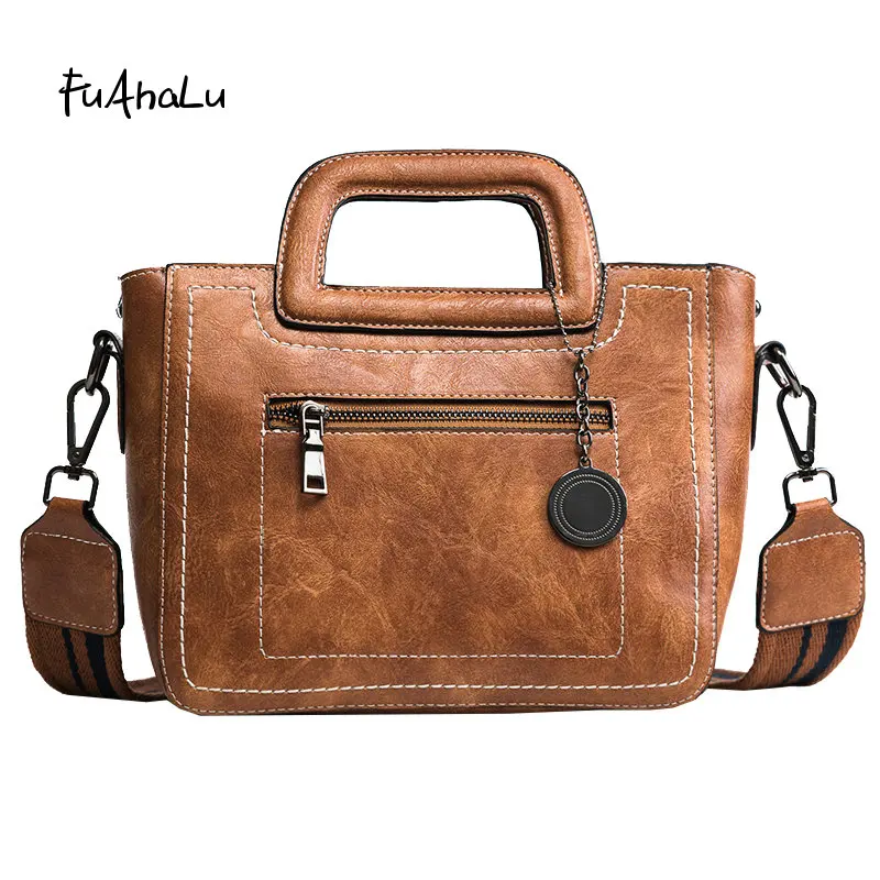 Fuahalu мода широкий плечевой ремень сумка ретро сумки зима массового сумка