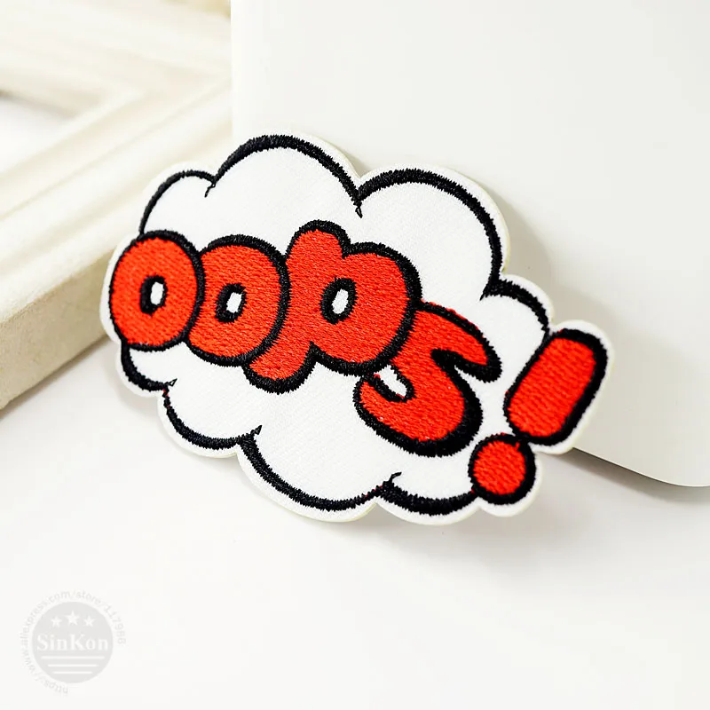Значки нашивки OOPS (Размер: 5 3x8 3 см) железные вышитые для ткани с мультяшным