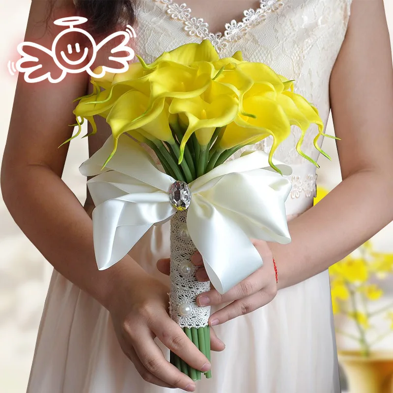 wedding bridal bouquet white yellow  (5)