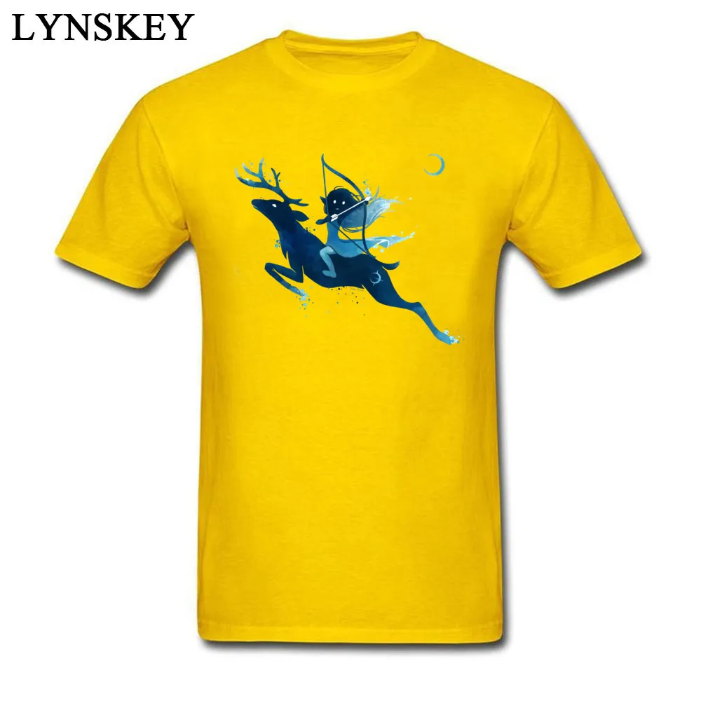 Funny Printing Autumn Elf Archer Short Sleeve T-Shirt 100% Cotton Round Collar Male Tops T Shirt Slim Fit Tee-Shirts Elf Archer yellow