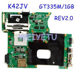 K42JV материнская плата 8 * Память GT335M для ASUS K42JV A42J K42J X42J A40J DDR3 HM55 ноутбук материнская плата REV2.0 испытания