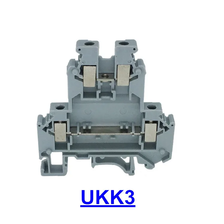 Hight Qualidade Trilhos Din Blocos Terminais da Braçadeira da Tripulação Duplo Nível Terminal Blocos Ukk3 50 Pcs