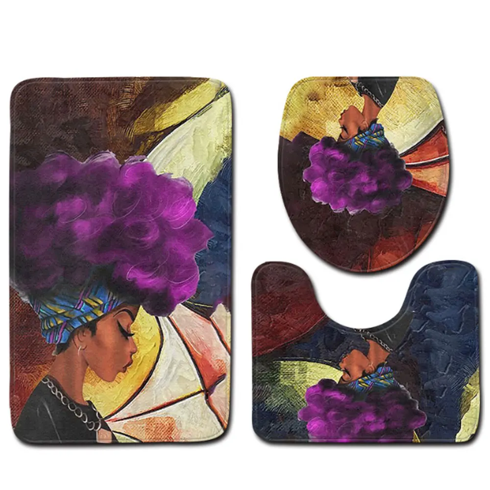 3 unids/set cubierta de asiento de inodoro cojín chica para cuarto de baño Africana bidé estera de baño conjunto de invierno alfombra para alfombras