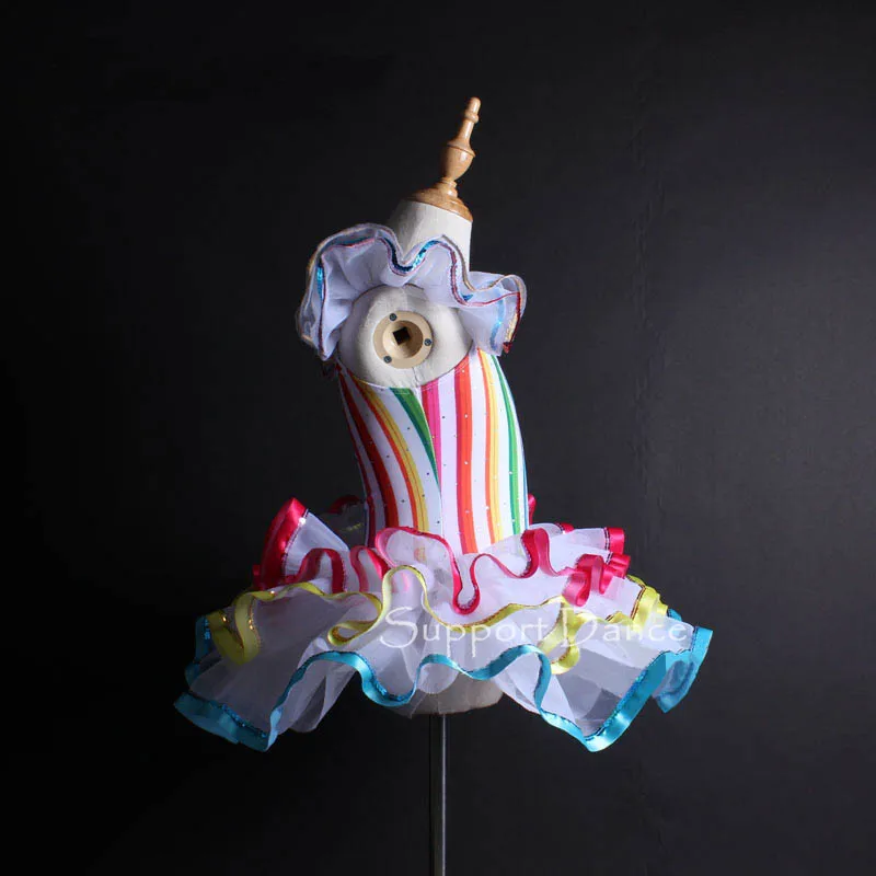 Support Dance New Arrival Girls Colorful Striped Professional Ballet Tutu Dress Kids Shiny Dance Costume DB126 Support Dance New Arrival Girls Colorful Striped Professional Ballet Tutu Dress Kids Shiny Dance Costume DB126