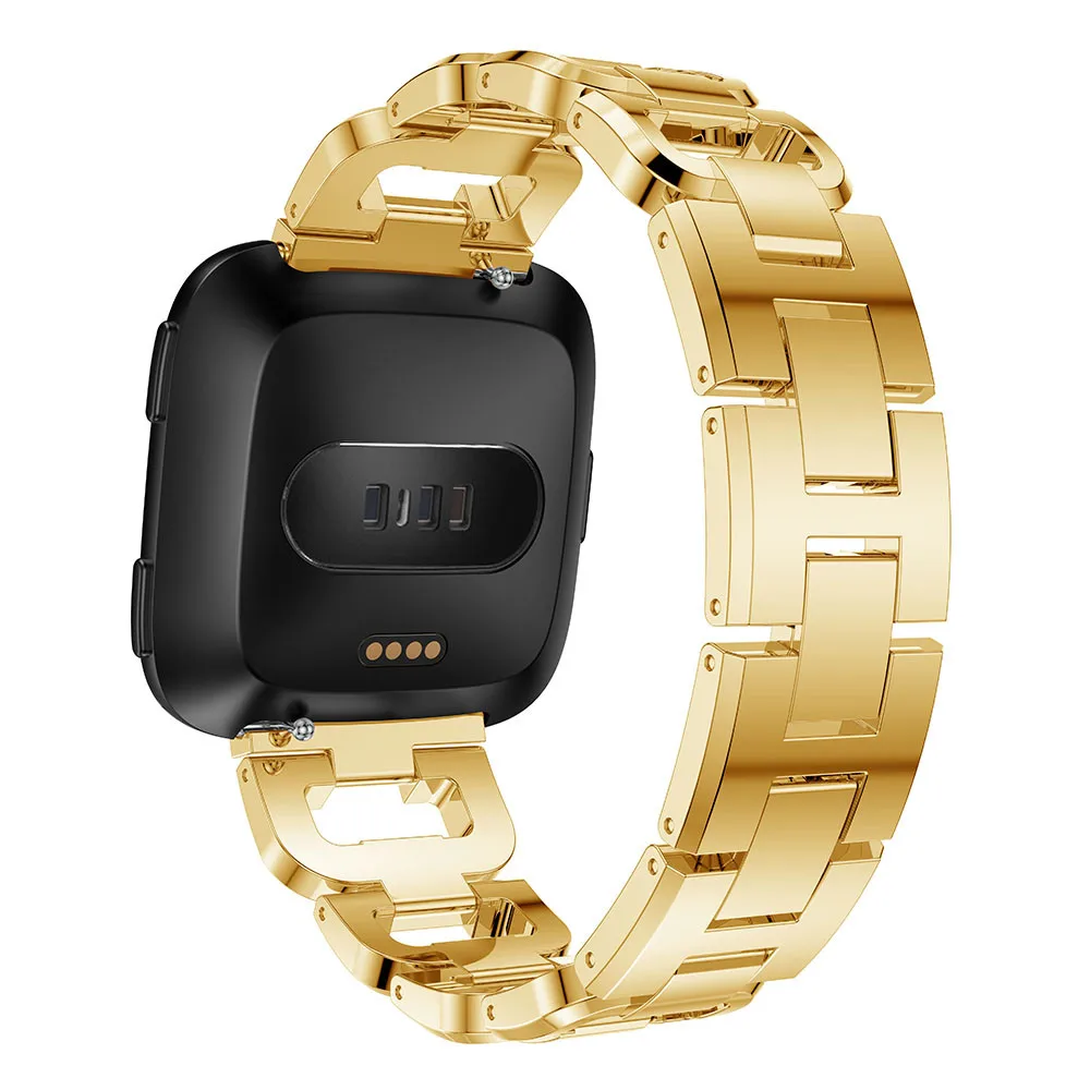 Для Fitbit часы Versa ремешок с блестящими бриллиантами Металлический Браслет для Fitbit Versa ремешок из нержавеющей стали - Цвет: Gold