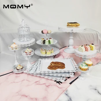 

13 Pcs Wedding Dessert Metal Crystal 3 Tier Cupcake Tire Party Round Small Birdcage Cake Stand