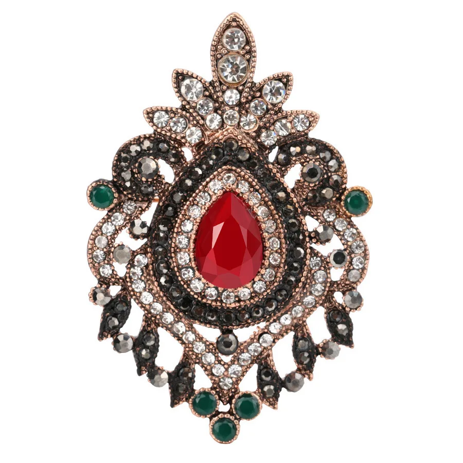 12 Pcs/Lot Baroque Vintage Rhinestone Bow Brooches for Women Black