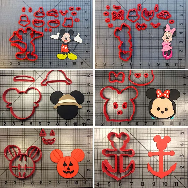 

Cartoon Character Micky Mouse Anchor Pump Cookie Cutter Set Made 3D Printed Fondant Cupcake Cutter Cake Decorating Tools Cookie