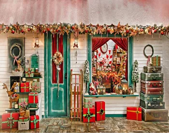 

Cottage Clock Decorations Gift Light Christmas backdrop Vinyl cloth High quality Computer print party Backgrounds