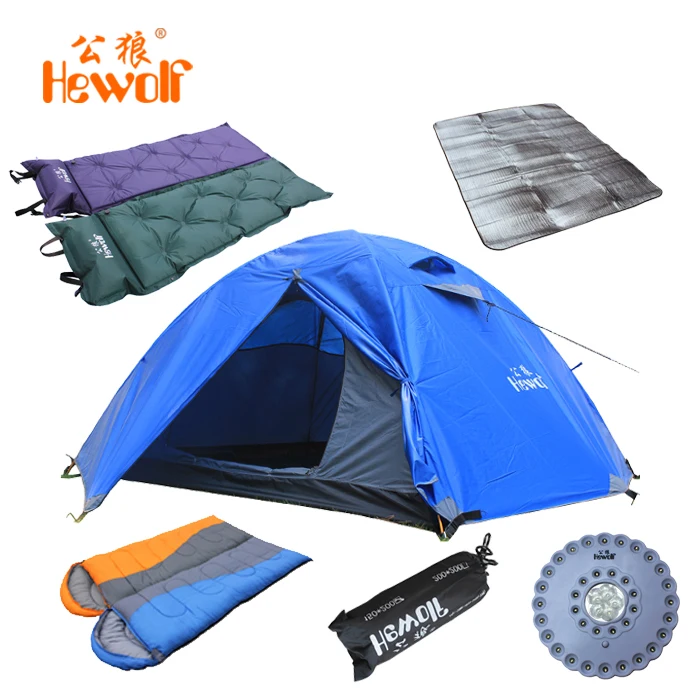 Lovers Outdoor Double Layer Camping tent Four Seasons Hiking Tent Set Sleeping Bag + Mattress