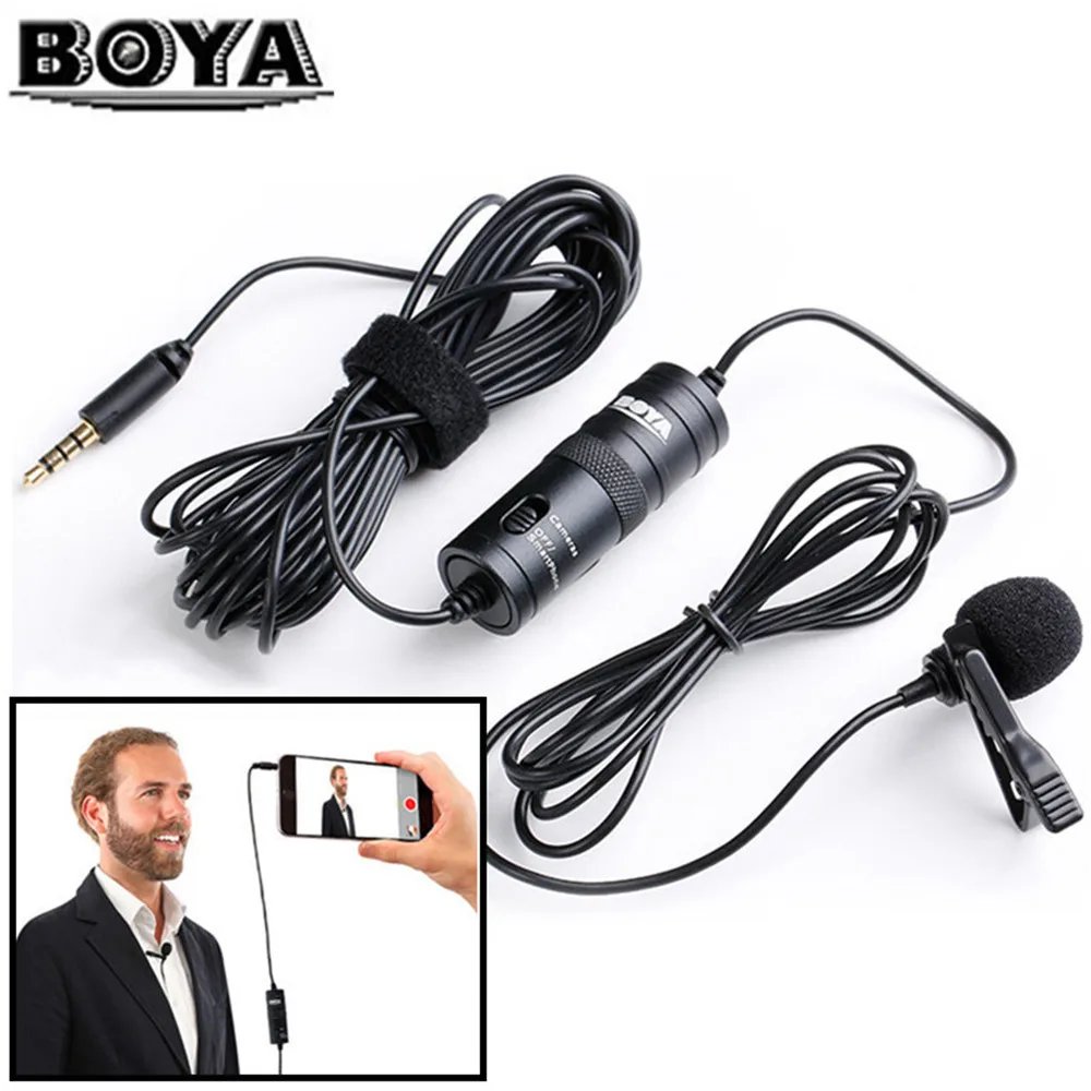 BOYA BY-M1 Professional петличный сотовый телефон микрофон 6 м петличный Аудио Видео регистраторы интервью для DSLR видеокамера