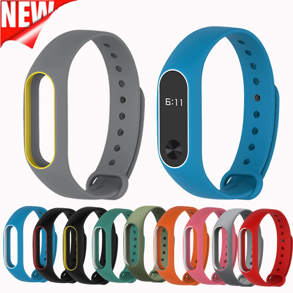 

In Stock! Colorful Silicone Wrist Bracelet Double Color Replacement Strap Watchband for Original Miband 2 Xiaomi Mi band 2 Strap