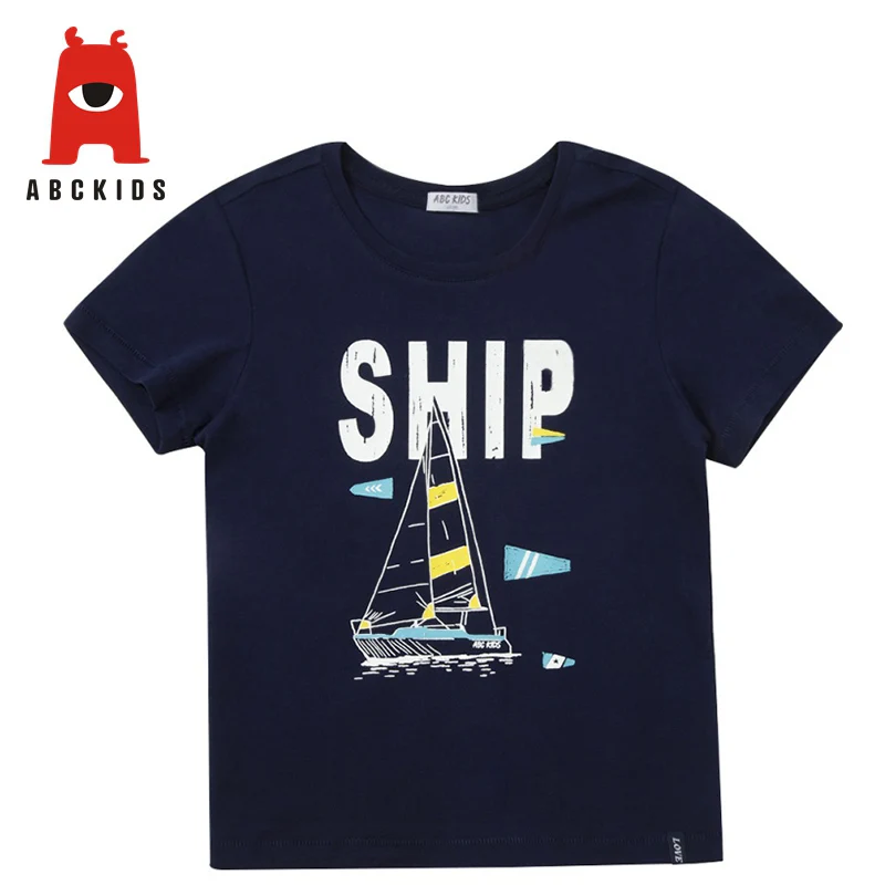 

ABCKIDS Baby Boys Crew Neck T-Shirt Child Toddler Boys Letter Sailboat Printed Blouse Tops Clothes