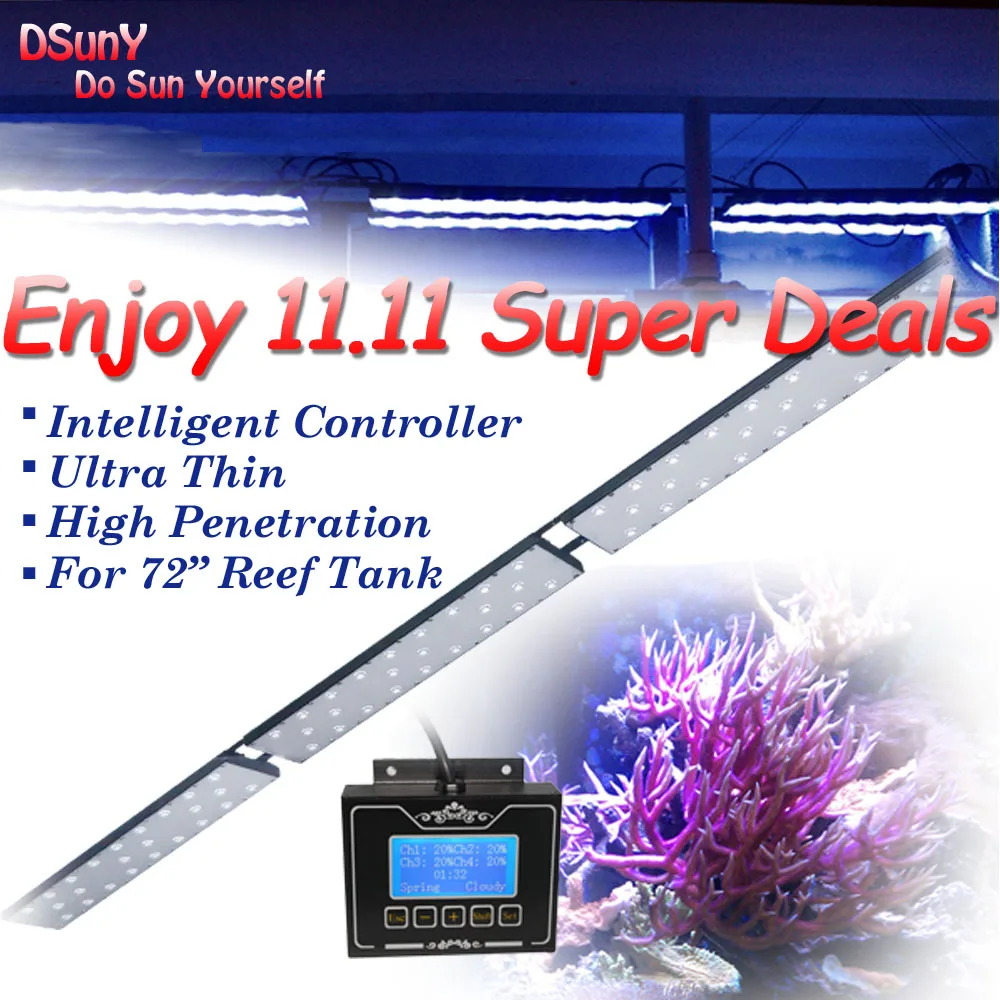 DSunY 3 шт. Аква Dimmable светодио дный спектр расти Fish Tank рифовый свет аквариум