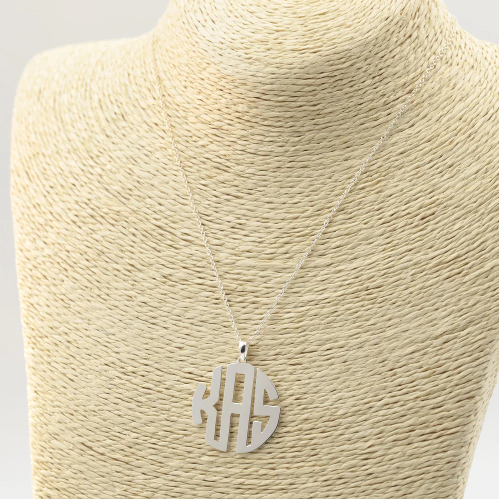 Wholesale Custom Block Monogram Necklace 3 Letters Monogrammed Pendent