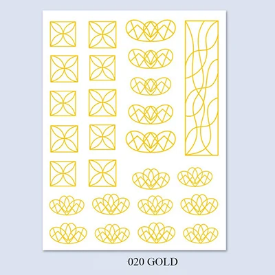 3D Nail Art Sticker Gold Silver Circle Nail Stickers Hollow Geometry Line Adhesive Slider Sticker Star Moon Decals Z0158 - Цвет: 20gold