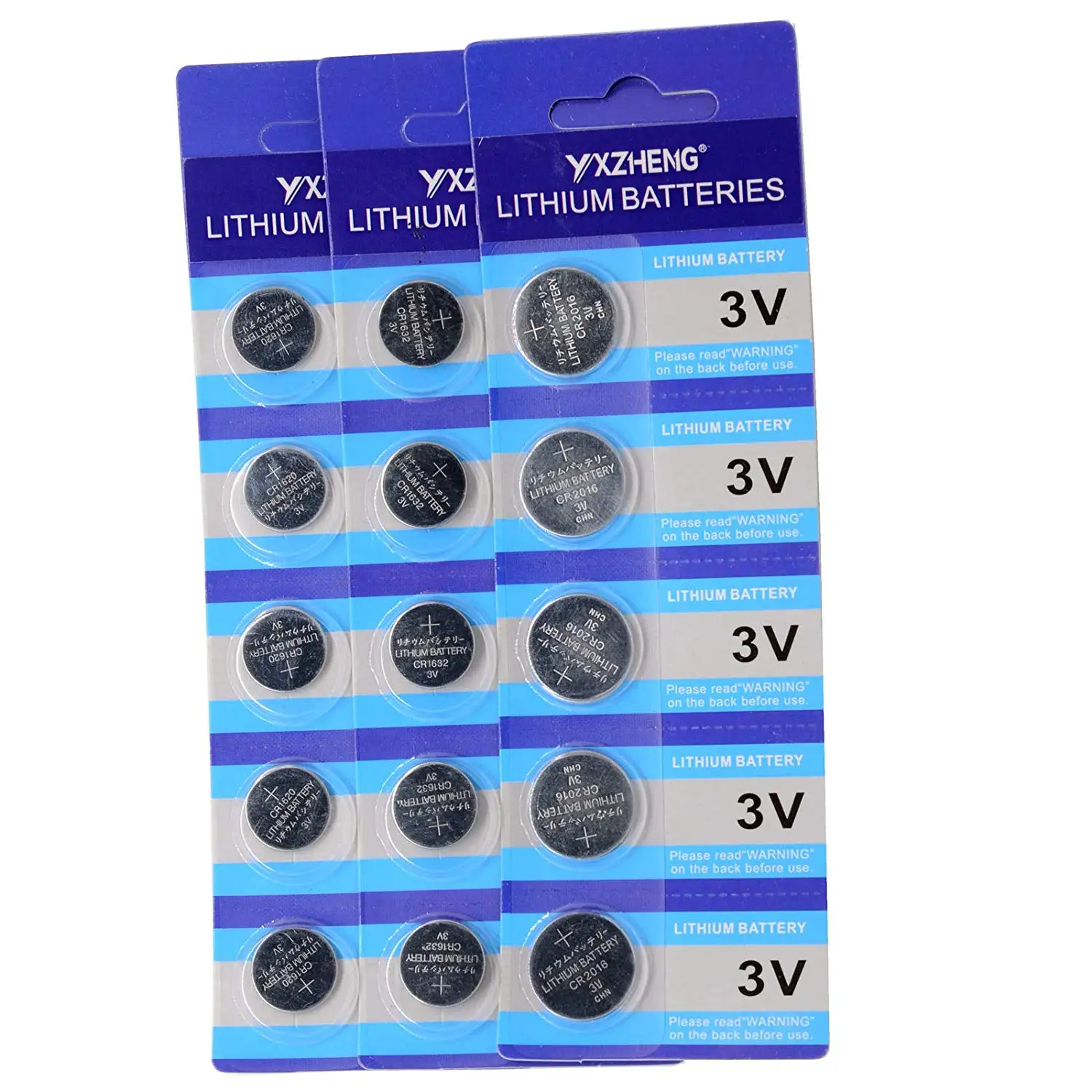 

YXZHENG 5PCS CR1632 + 5PCS CR2016+ 5PCS CR1620 3V Lithium Battery(15/Pack)