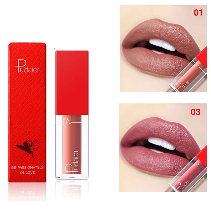 

Pudaier New Long Lasting Matte Lipstick Smooth Natural Nonstick Cup Tinit Matt Lip Stick Waterproof Makeup For Women Batom Matte