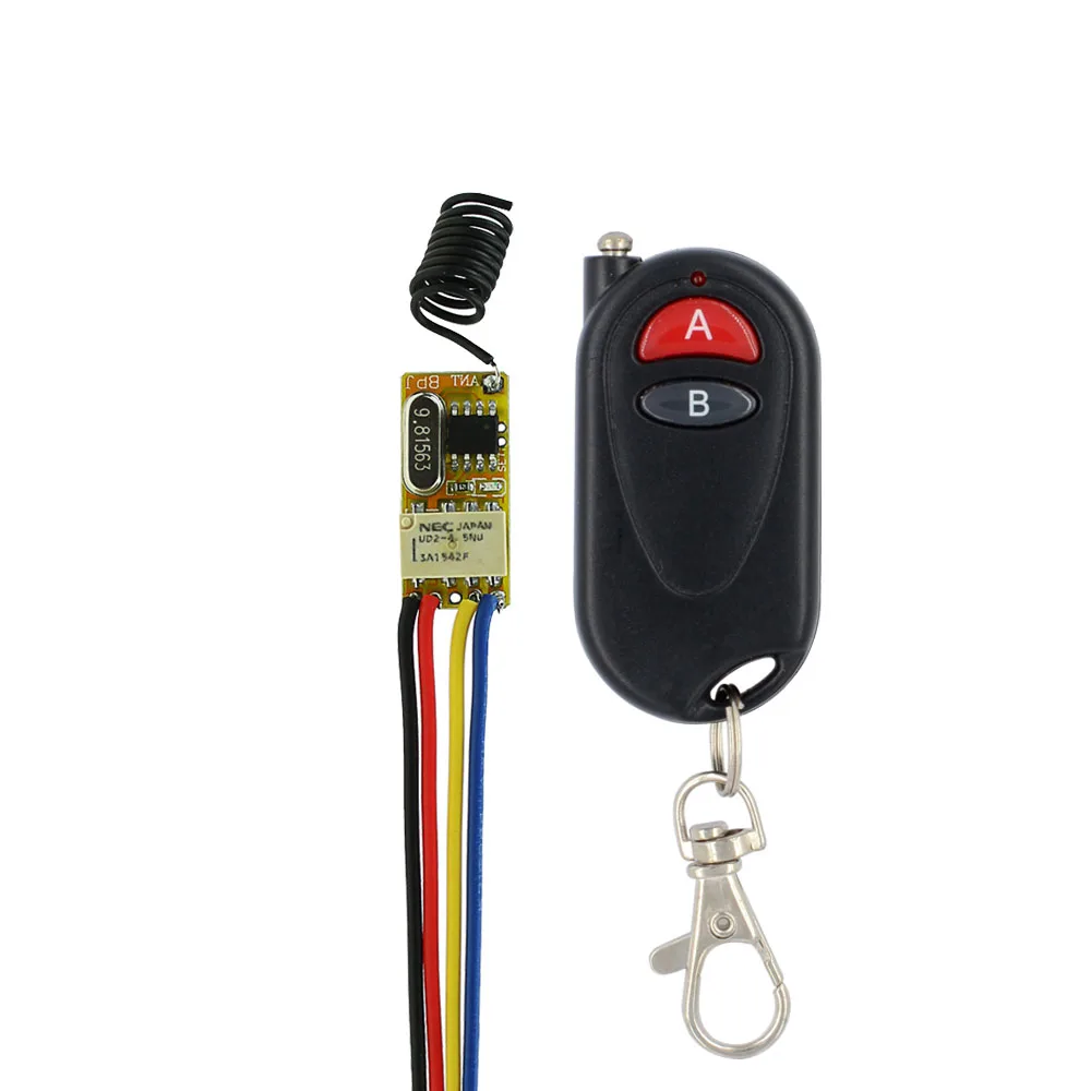 

DC 3.7V 5V 6V 7V 9V 12V Mini Relay Wireless Switch Remote Control Power LED Lamp Controller Micro Receiver Transmitter System
