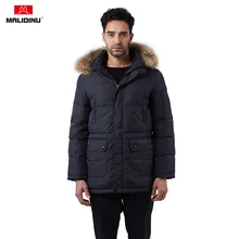 MALIDINU 2019 Men Down Jacket Men Winter Down Coat Hooded Down Parka Real Fur Brand Winter Coat Russian Jacket Big Size -30C