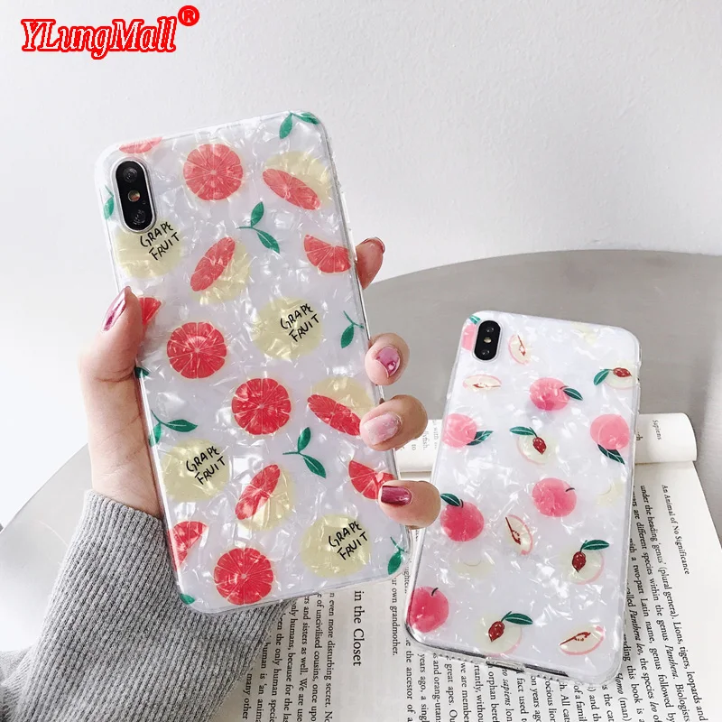 

Summer fruit fresh dream shell Silicone Cases luxury Phone case coque for iphone xs max xr 7 6 6s 8 plus 7plus 8plus Cover casa