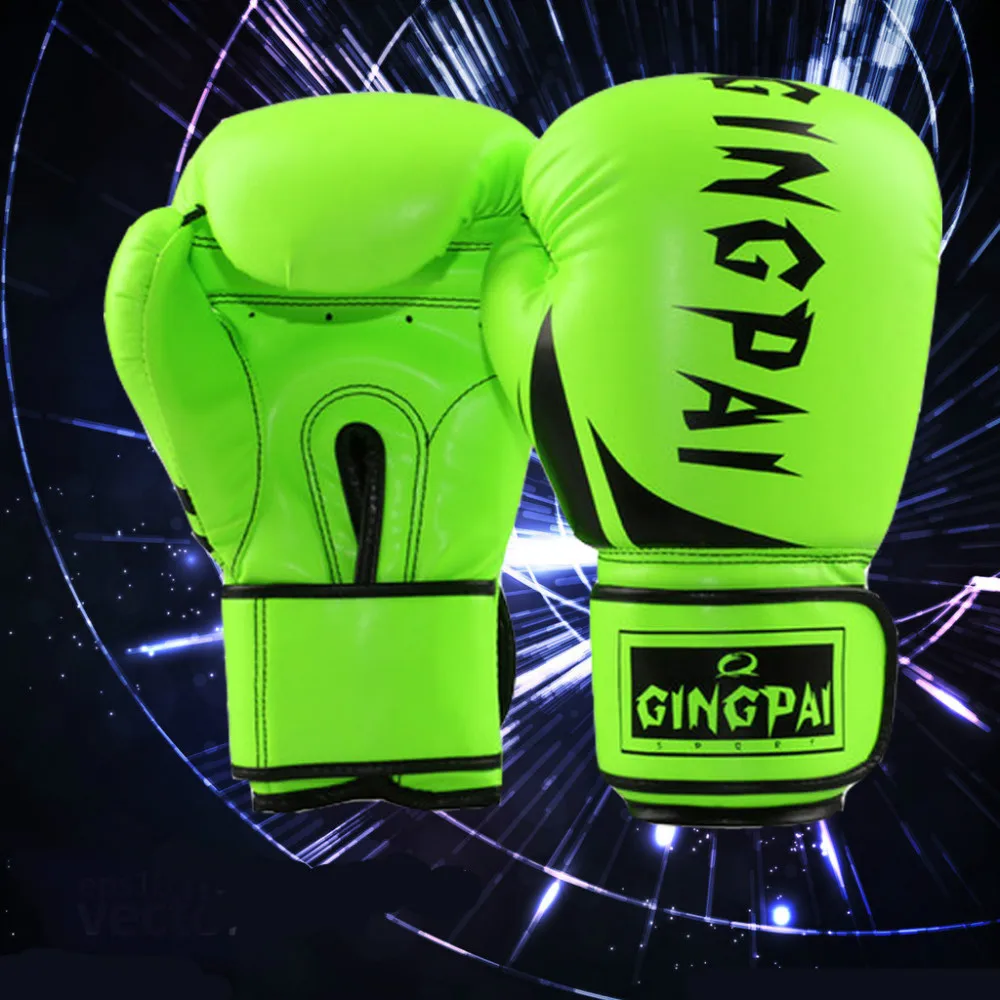 

Kick Boxing mma Gloves PU Leather guantes de boxeo Muay Thai karate taekwondo Training Boxing Glove (Green/Yellow/orange/)
