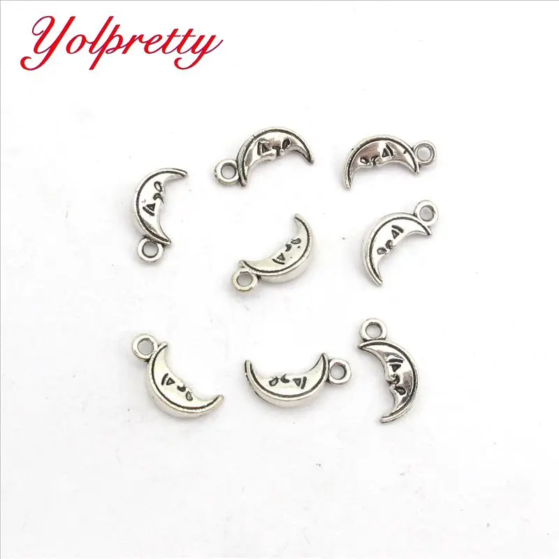 

Yolprtty New Fashion wholesale 20pcs/ 11 mm long retro silver alloy fittings; moon, handmade Pendant