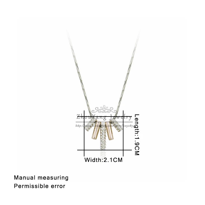 ZHOUYANG Top Quality ZYN079 String of Happiness Silver Color Pendant Necklace Jewelry Austrian Crystal Wholesale