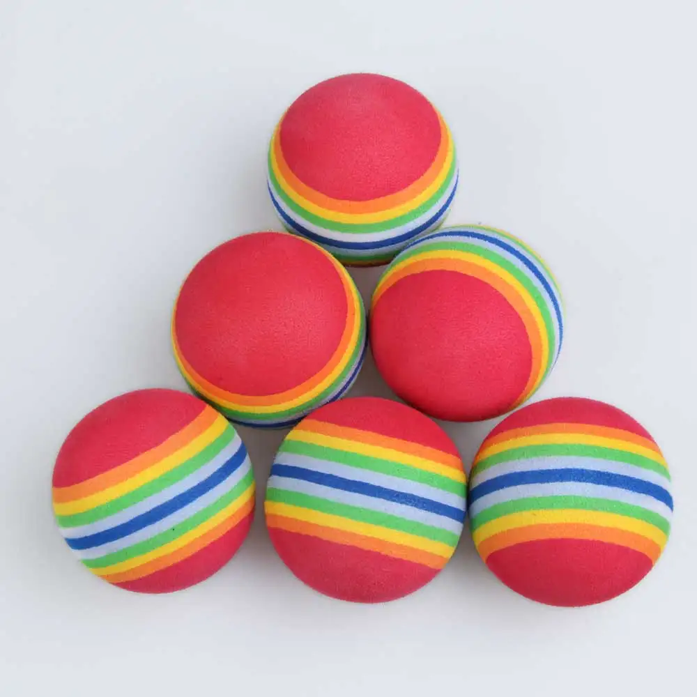 50pcs/Pack Rainbow Stripe FOAM Sponge Golf Balls Swing indoor Practice