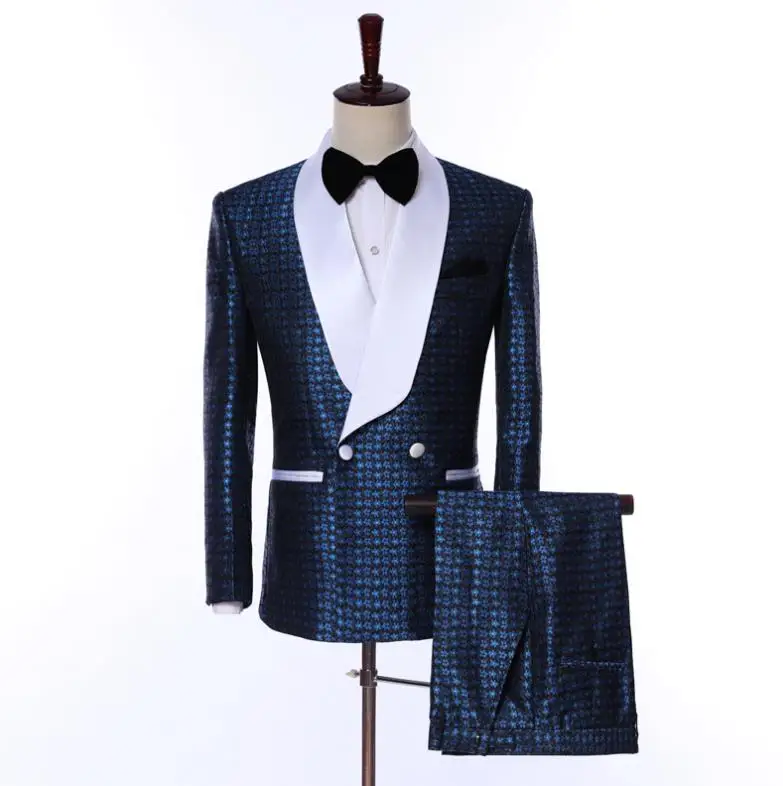 Tpsaade новые модные мужские костюмы 2 шт. на заказ свадебные Terno Bespoke Slim Fit мужской пиджак, блейзер для мужчин(куртка+ брюки+ галстук - Цвет: as picture