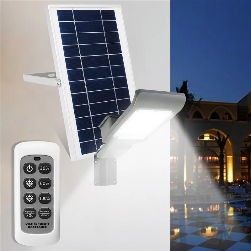 

20W Waterproof LED Solar Street Lights with Long Rod Light Sensor + Remote Control 3030 Light for Outdoor Garden Yard Street
