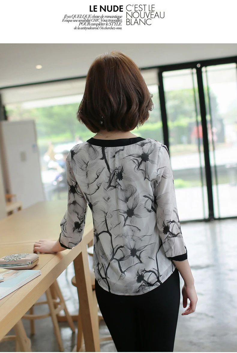 FREE SHIPPING Women Chiffon Blouse Printed OG0774