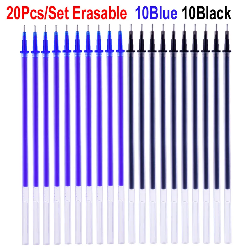 

20Pcs/Set 0.5mm Erasable Refill Rod Magic Erasable Pen Refill Blue Black Gel Pen Refill Office Stationery Writing Tools