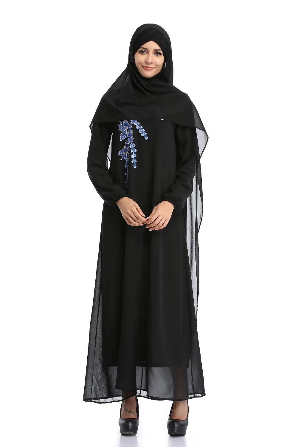 Новинка года летние мусульманские женщины платье с вышивкой повседневные женские платья Исламская Абая длинное мусульманская женщина молитва одеждах d234