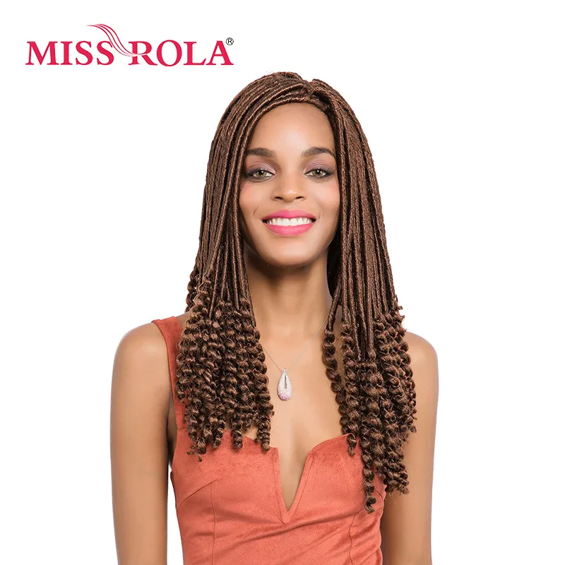 Miss Rola Faux locs Curly вязанные крючком косички волосы 30# Kanekalon низкотемпературное волокно 18 дюймов синтетические плетеные волосы для наращивания 5 шт