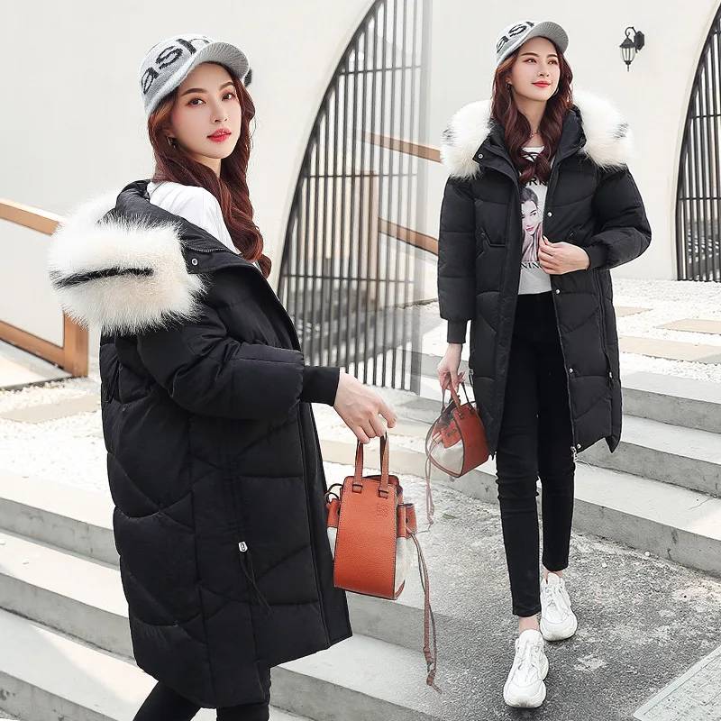 Thick Jacket Big fur collar Women's New Korean Version Big Fur Collar Medium-long Knee Size Thickened Jacket 1961