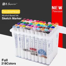 Улучшенный 60/80/218 Цвет маркер для рисования набор алкоголя Эскиз маркер для ручная окраска; школьные канцелярские художник дизайн канцелярских принадлежностей