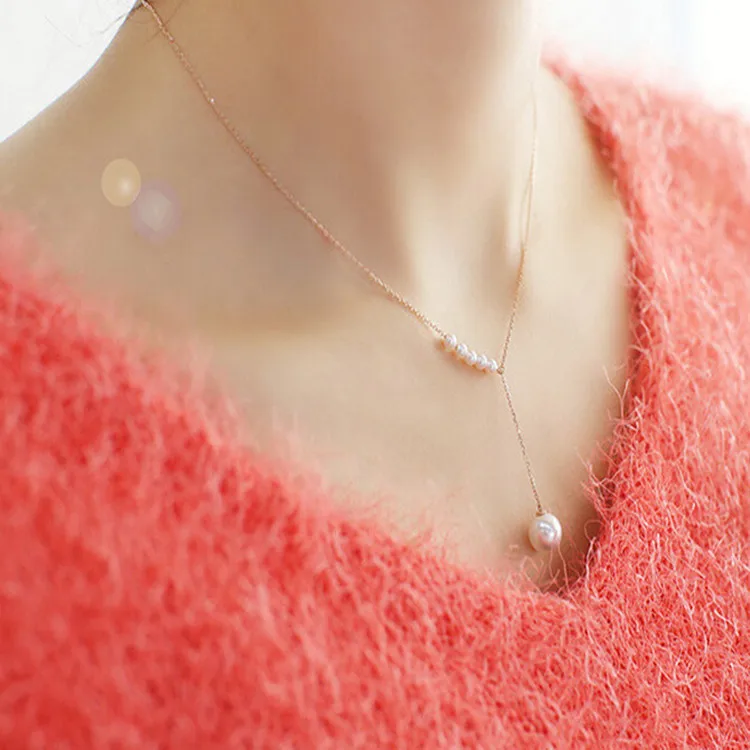 

2017 New Fashion Necklace Adjustable Jewelry Necklace And Pendant Rose Gold / Silver Fashion Simulation Pearl Beads