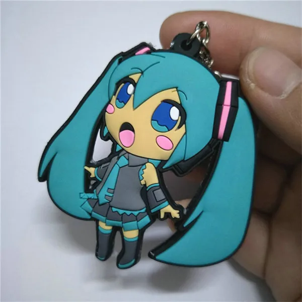 Anime Hatsune Miku PVC Keychain Figures Toys Key Bag Pendants Keyring Cosplay Dolls 10pcslot (1)
