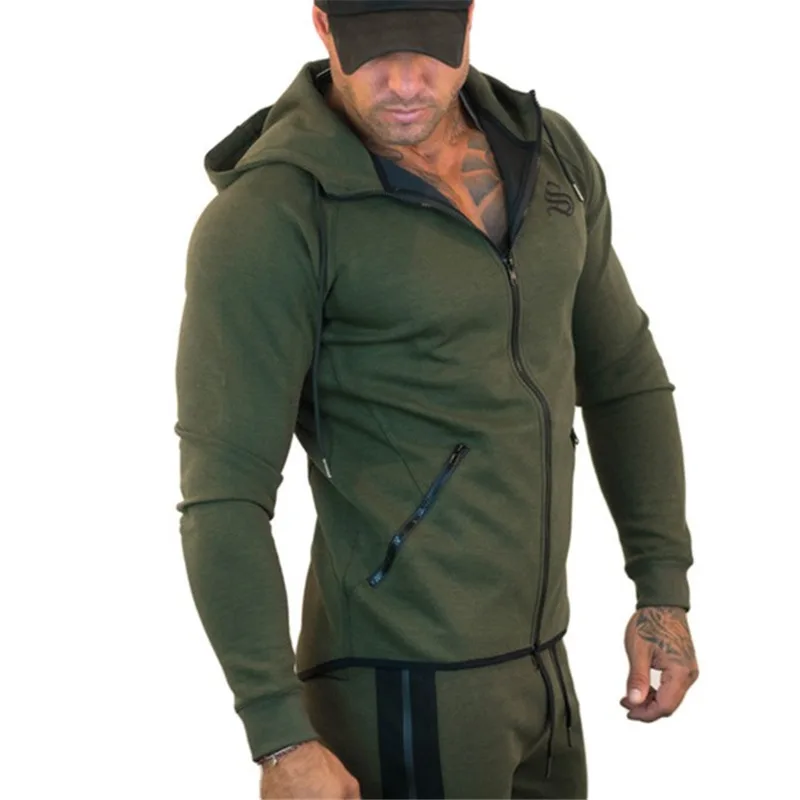 Fall 2019 New Long-sleeved Hoodie Gyms Sweatshirt Men's Casual Fashion Cotton Zip-up Hoodie Sportswear