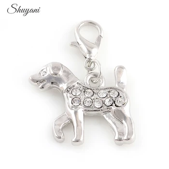 

20PCS Crystal Silver Gold Color Animal Dog Dangle Charms Fit Handmade Necklace Pendant Jewelry Crafts