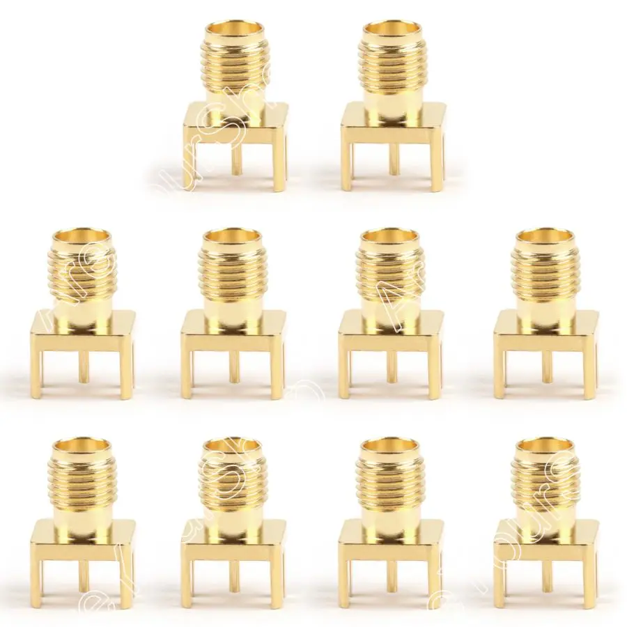 

Areyourshop 10Pcs SMA Female Nut Bulkhead Solder Deck PCB Clip Edge Mount Connector 8x9mm