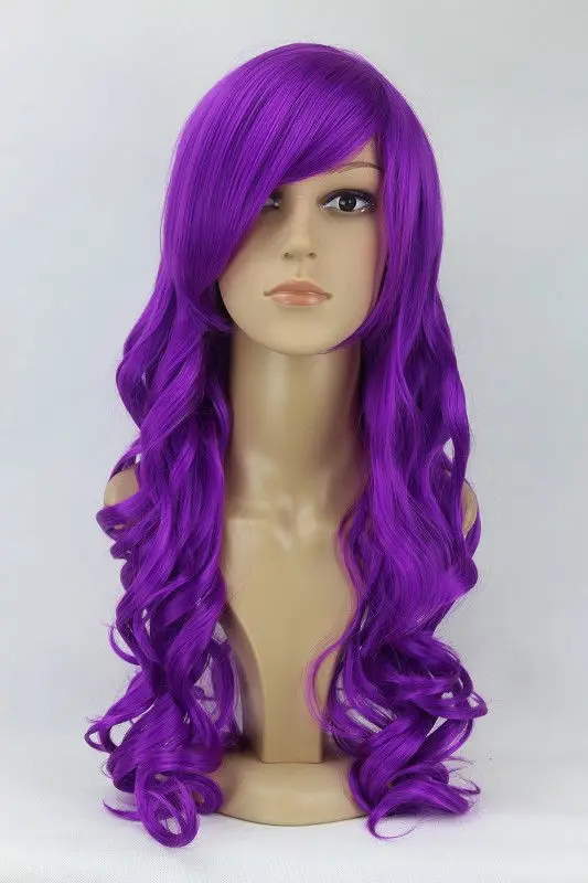 B84Hot жаропрочных Партия hairANew парик Косплей длинные Фиолетовый Вьющимися женская