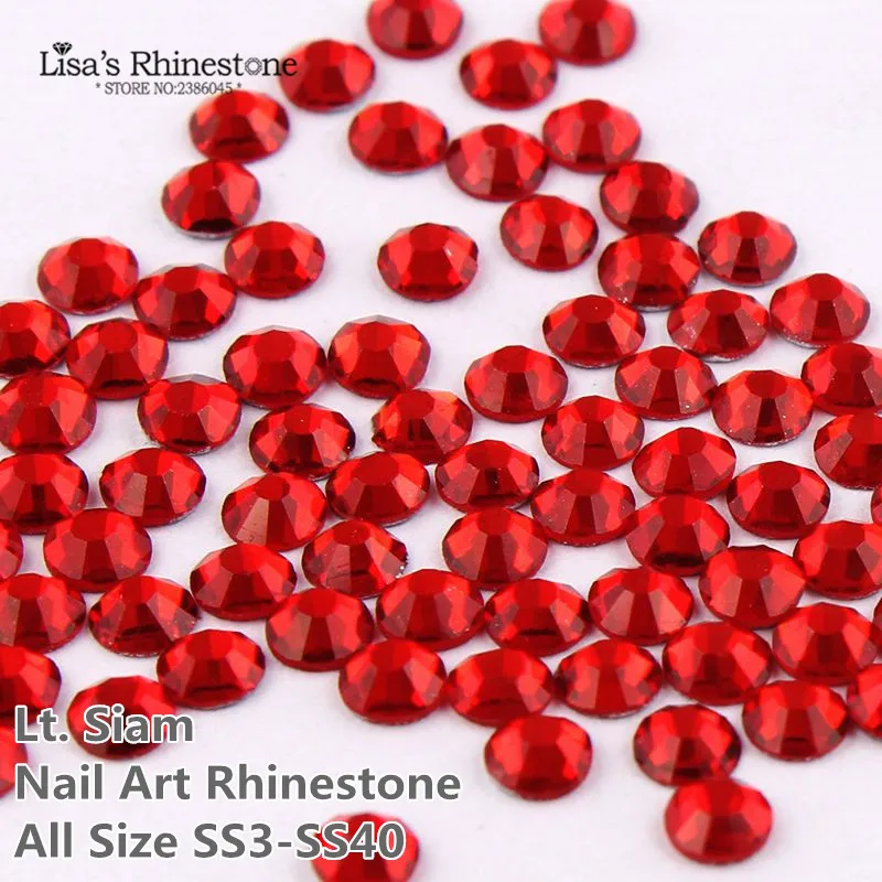 

SS3-SS34 Lt.siam Nail Art Glass Rhinestone Non HotFix Glue On Rhinestones For DIY Nail Art Decorations,Garment Accessories
