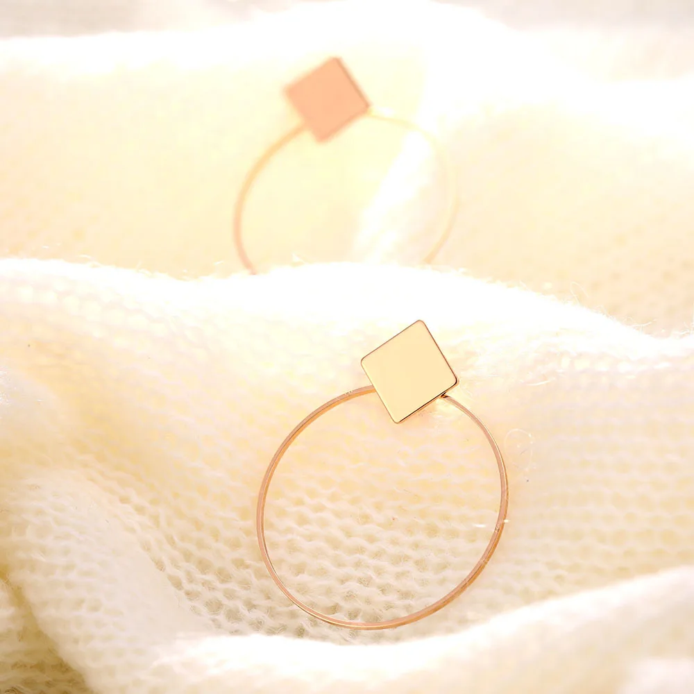 IPARAM простые Стильные модные серебряные серьги золотого цвета для женщин квадратные круглые геометрические висячие серьги женские ювелирные изделия