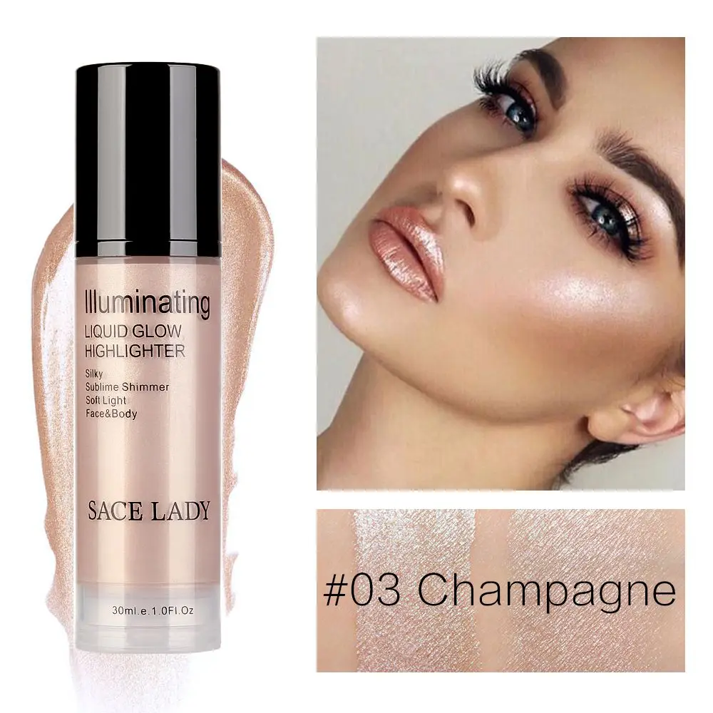 

SACE LADY Face Highlighter Cream Makeup Smooth Waterproof Glitter Brighten Shimmer Highlighter Professional Liquid Highlighter